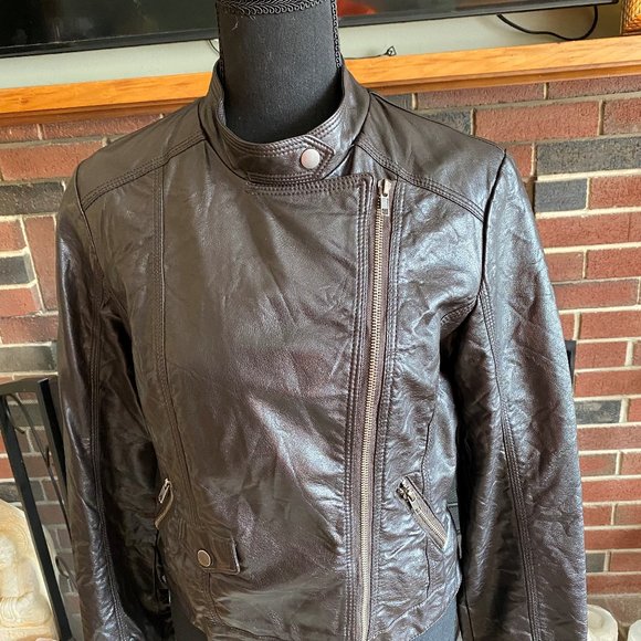 Mossimo brown faux leather jacket size S - Picture 3 of 5